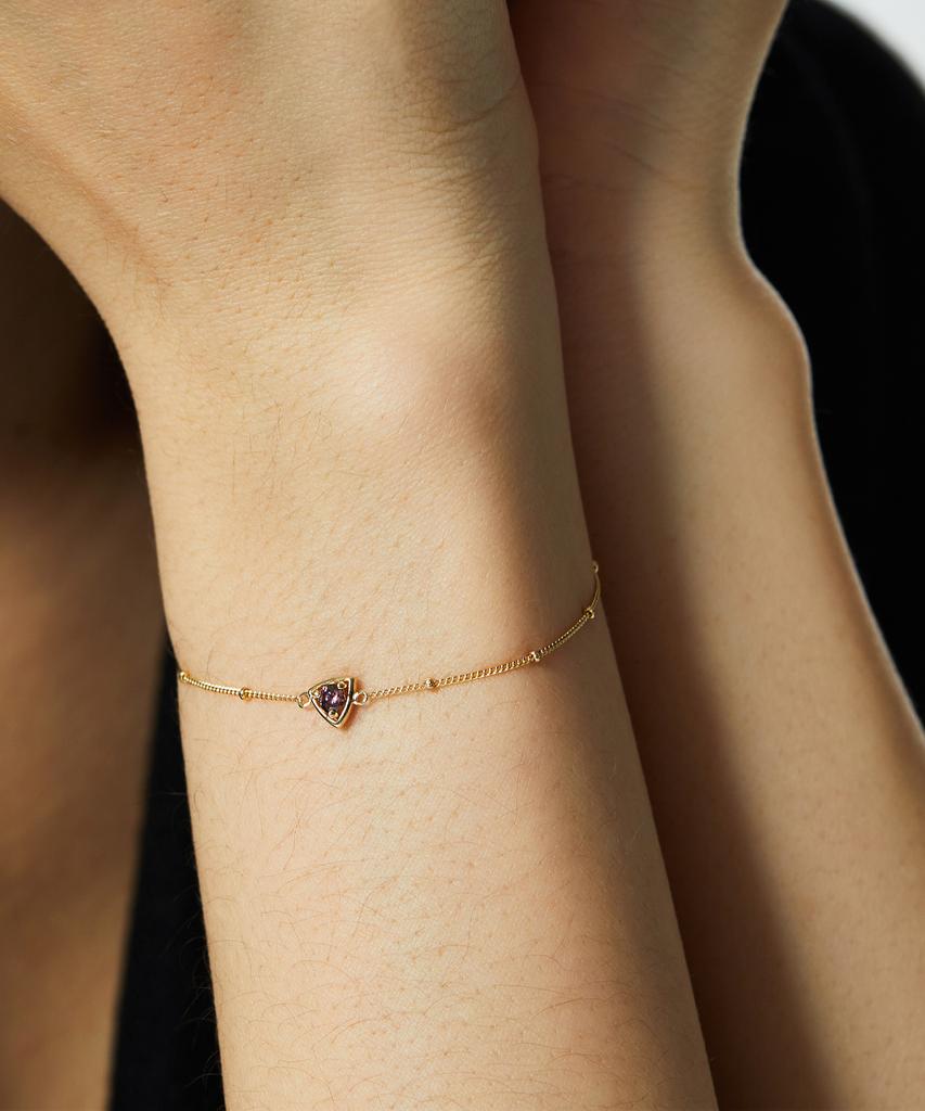 Helene Jewelry 14K Twinkle Rhodolite Curve Link Chain Gold Bracelet