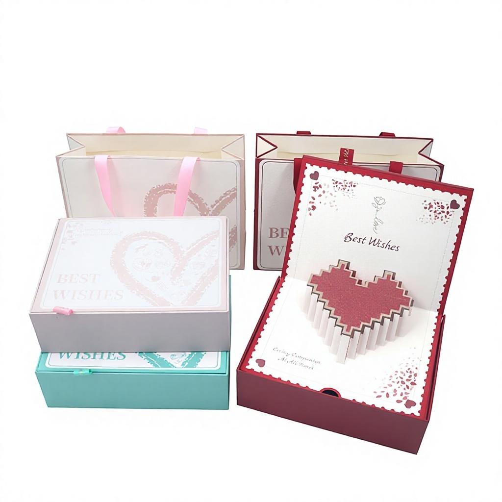 New Arrival 2024 Valentine's Day Romantic Heart-Fluttering Bronzing Cardboard Gift Box for Girlfriend Earrings Ring Necklace