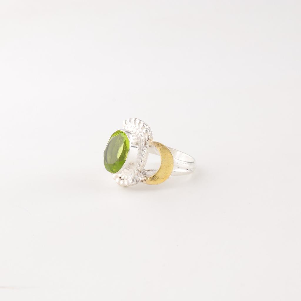 Перидот Драгоценный Камень 925 Стерлинговое Серебро Ювелирные Изделия Кольцо Ручной Работы Подарок для Подруги RR-61-2