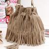 Однотонный с кисточками Простой стиль PU Сумка-ведро на шнурке для путешествий