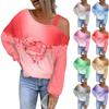 Women's Hollowed Out Fashionable Casual Floral Print Off Shoulder Hoodie Top