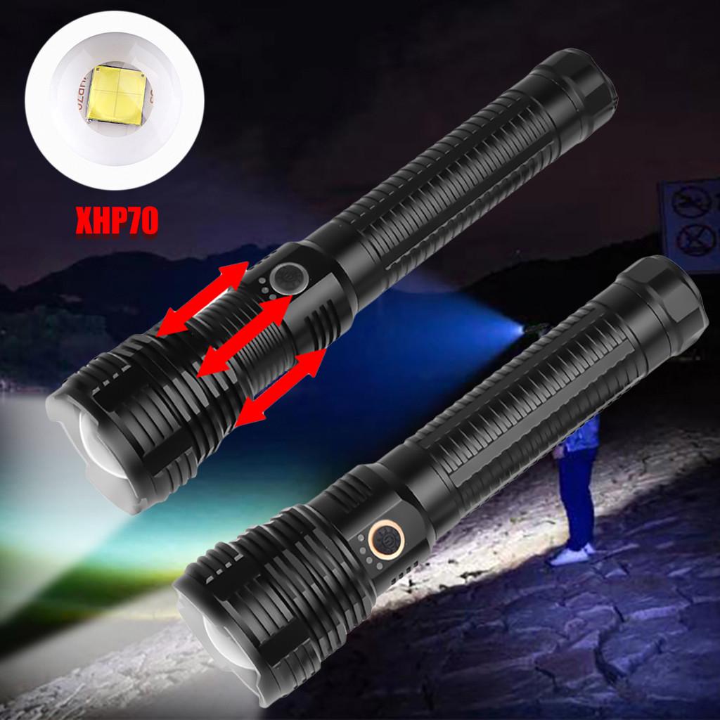 XHP70 Мощный светодиодный фонарик с зарядкой через USB и водонепроницаемым дисплеем для зарядки
