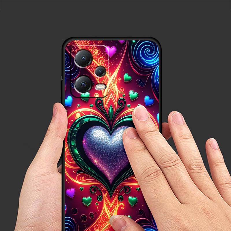 Роскошный Чехол для Телефона с Дизайном Любви Искусство Для Xiaomi Redmi Note 15 14 13 12 12S 11E 11 11S Pro Plus 4G 5G Черный Мягкий ТПУ