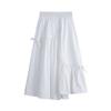 DX Pleated Irregular Skirt Women, Spring Cotton Korean Version Loose High Waist Thin Medium and Long A-shaped Skirt