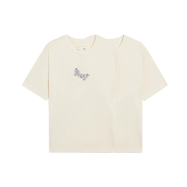 Футболка унисекс с коротким рукавом и принтом в виде букв из серии «Спортивный стиль жизни» Li Ning CF, свободная, повседневная, цвет унисекс, цвет костяной кости AHSSA55-2