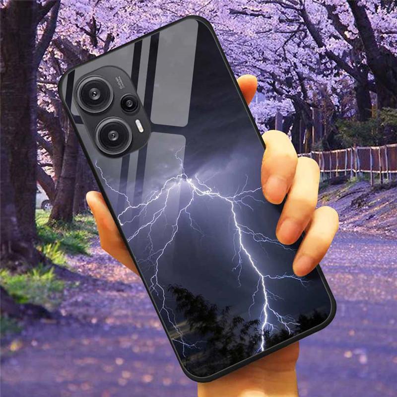 Для Xiaomi Poco F5 5G / F5Pro Чехол Закаленное Стекло Озеро Луна Жесткая Защитная Крышка для POCO F5 Pro Capas Funda на PocoF5 Роскошный Coque