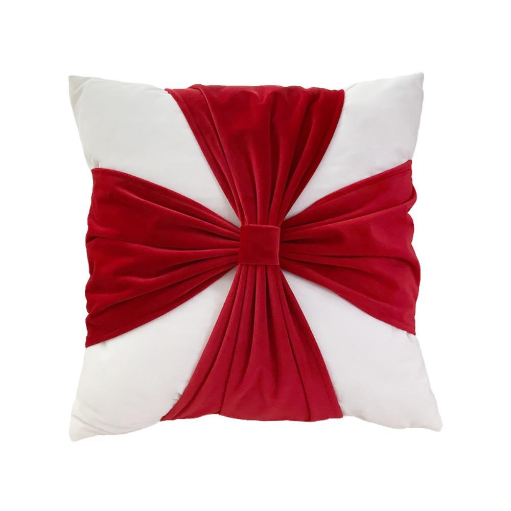 Cute Christmas Cushion Cover Square Bow Pillow Covers Durable Sofa Pillowcases Festive