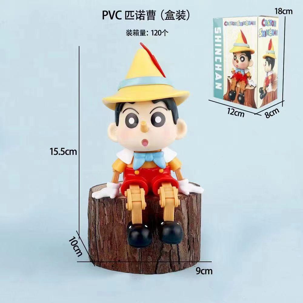 Anime Pinocchio Crayon Shin-chan Q Version Action Figure PVC Model Statue Toys Doll Car ornaments Collection Gifts