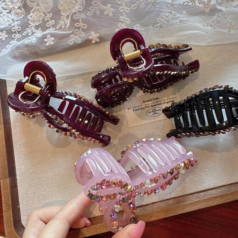 Elegant Fully Beaded Bow Hair Clip, Transparent Jelly Shark Hair Clip for Women