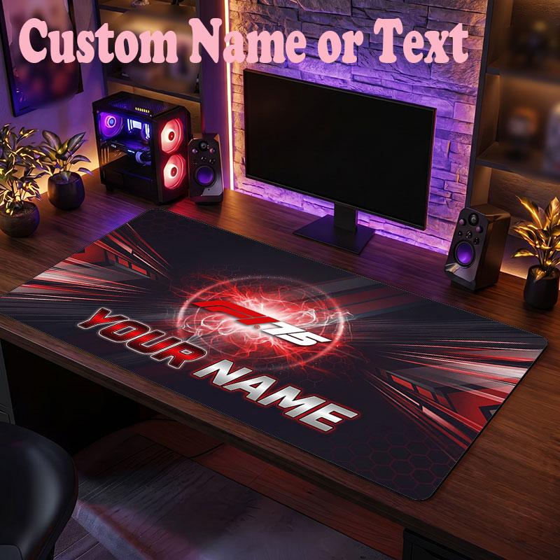 F1 Customized Name Text Mouse Pad, Large Desk Mouse Mat Personalized Home Office Present
