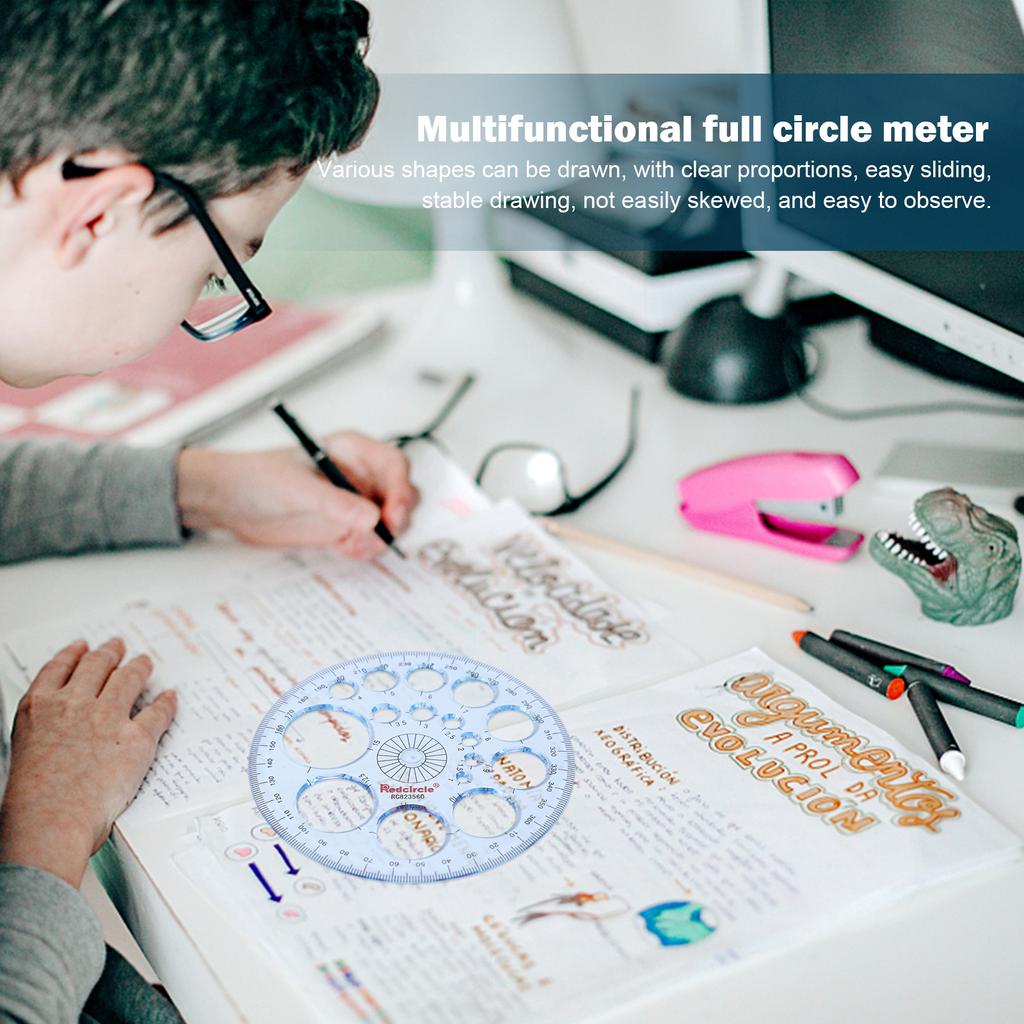 Геометрический шаблон. Пластиковая измерительная линейка. Круги. Рисунок формы. Трафареты.