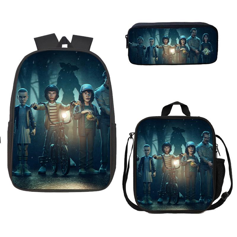 Школьная сумка, Пенал, Сумка для еды Stranger Things, Карта Z, Трехсекционный рюкзак большой емкости, Цветной