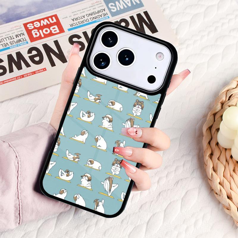 Мультяшный чехол для телефона с собакой Ши-тцу для IPhone 17 16e 15 14 13 12 11 Pro Max Air Mini Мягкий защитный чехол