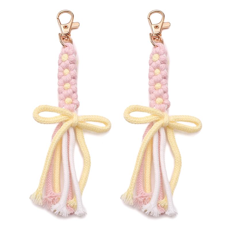 1pc/bag Alloy + Cotton Rope Daisy Key Chain DIY Craft Accessories