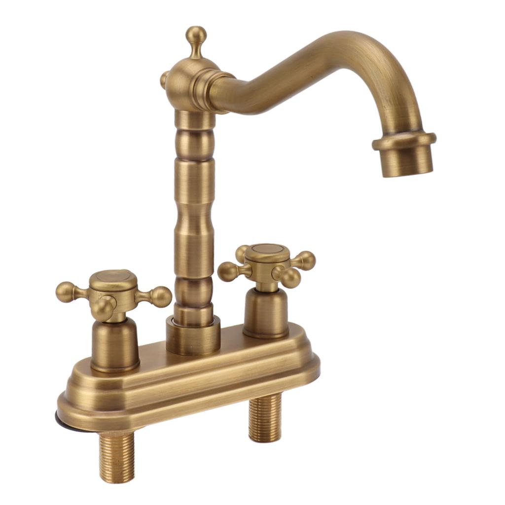 G1/2 Sink Faucet Antique 2 Handle Hot Cold Water Full Copper Basin Mixer Tap for Kitchen Bathroom