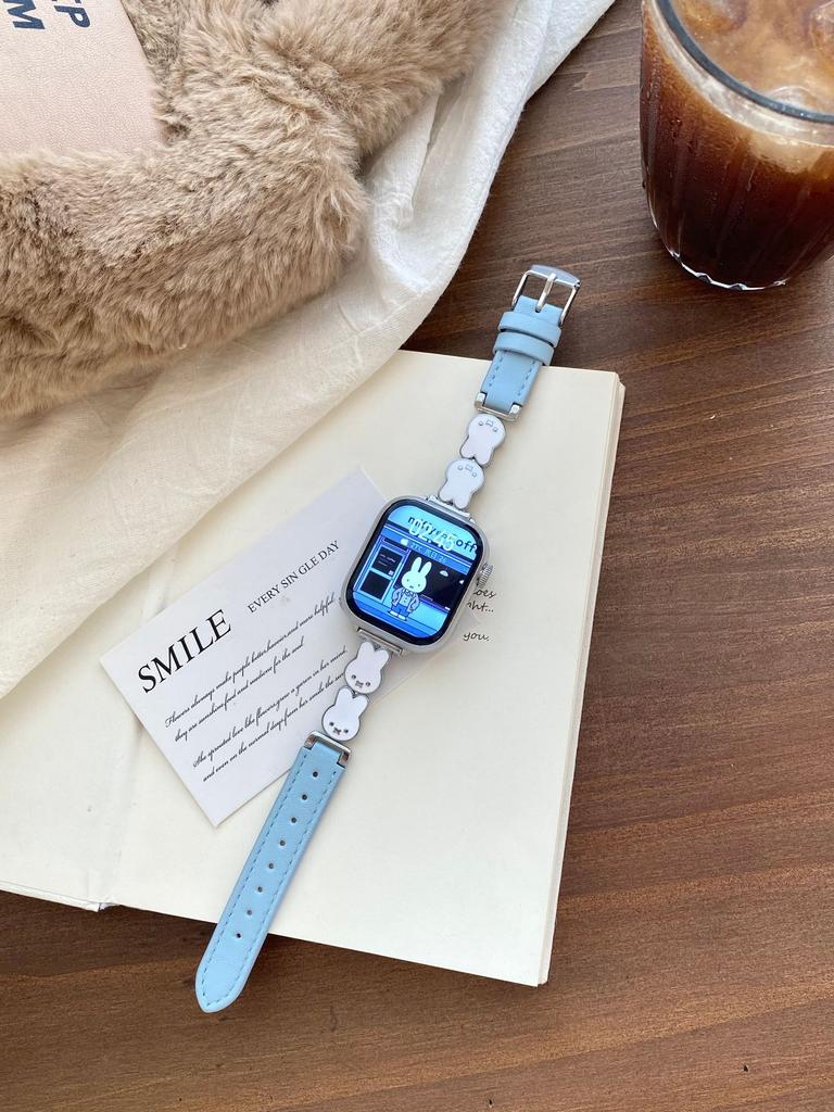 Suitable for Huawei GT5Pro strap Xiaomi 9 Apple S11 watch iwatch109876SE Miffy Rabbit leather