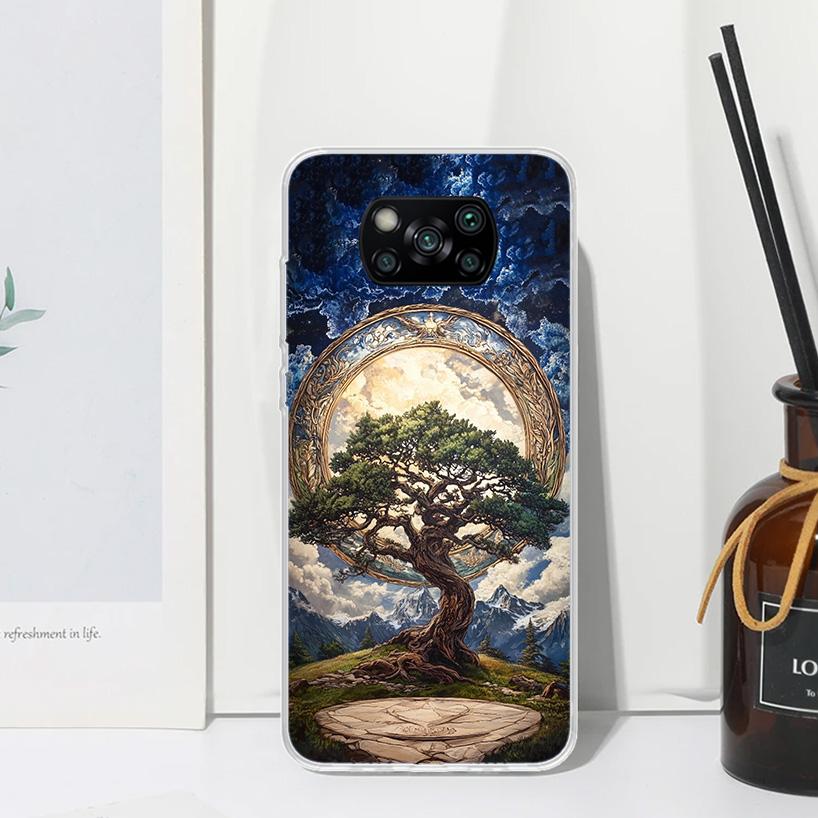 Tree of Life Space Phone Case For Xiaomi Poco X7 X6 X5 M7 M8 Pro F7 Ultra Redmi 15C 15 13C 13 12C 12 10 10C 10A Art Fundas Poco