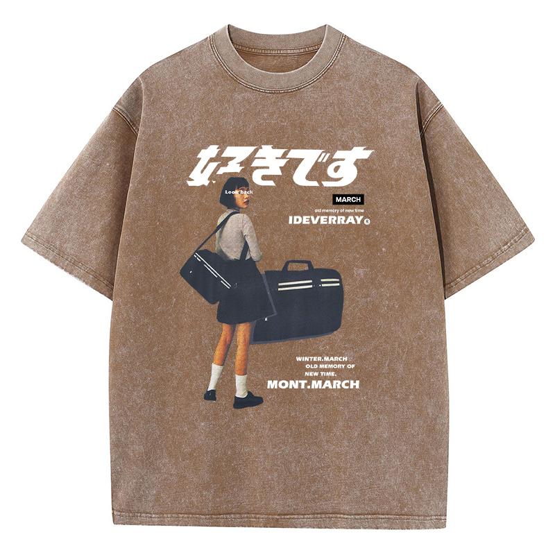 Летняя женская хлопковая стираная футболка March Old Memory Of New Time школьная форма для девочек с принтом топы свободная одежда