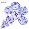 7 Pcs White Resin Blue Number Sharp Edge Dice Polyhedral Dice Suitable for Role-Playing RPG    Board Game