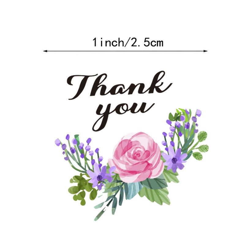 50-500Pcs 1'' Paper Hand Made Stickers Round Floral Thank You Stickers For Baking Envelope Business Seal Labels Sticker