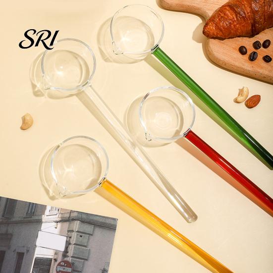 Ergonomic Glass Spoon Handmade Long Handle for Cooking Heat-Resistant Kitchen Utensil Adaptable Tool Stirring Serving Scooping Unique Gift Home Chefs