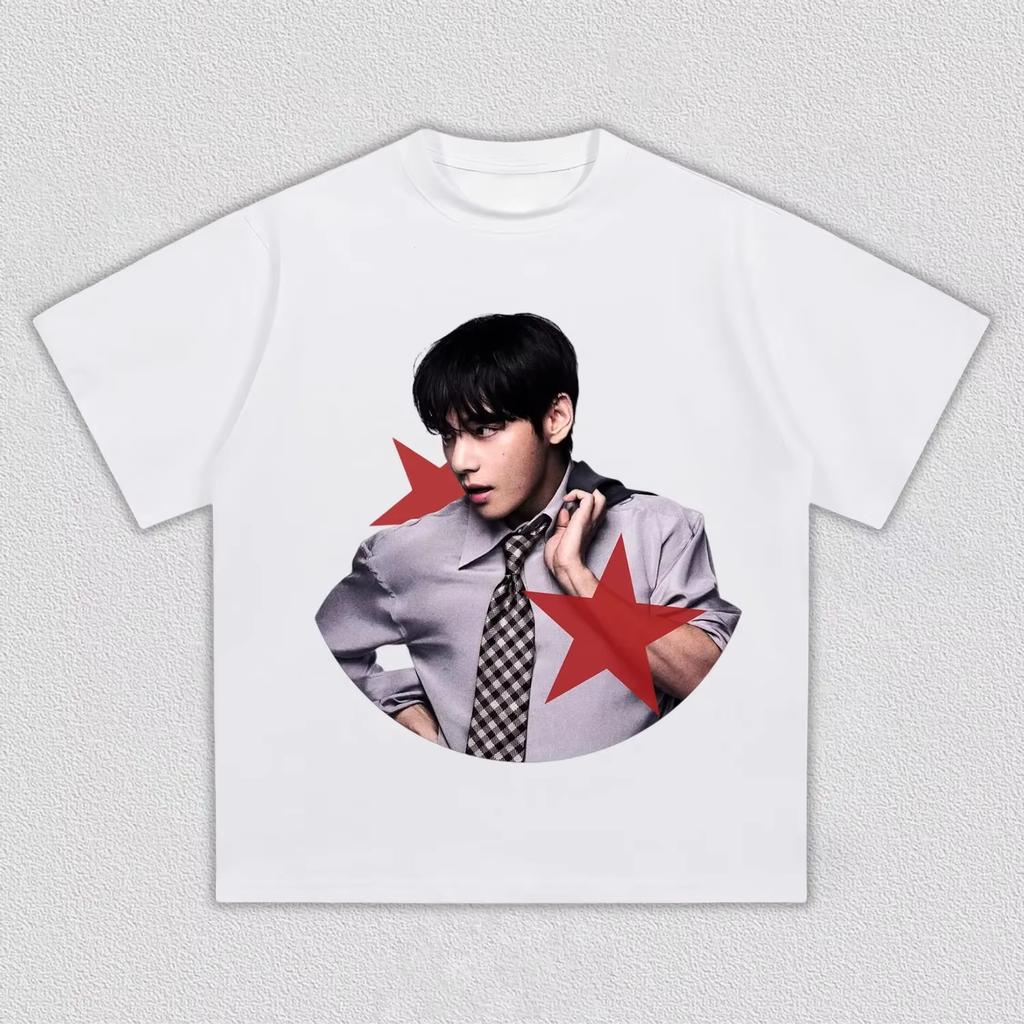 2026 BTS World Tour Arirang V Pattern Kpop Loose Fashion Unisex Women And Men T-Shirt
