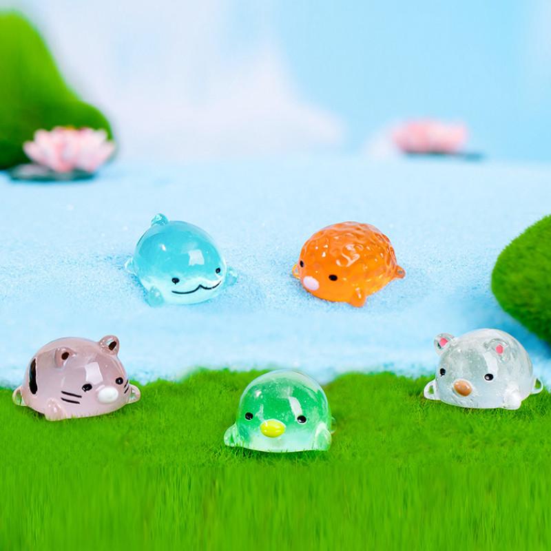 Cute Glow-in-the-dark Resin Animal Miniatures For Diy Micro Landscape Decor