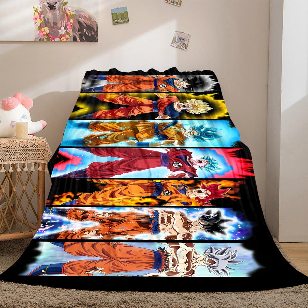 1 шт. Фланелевое одеяло с принтом Dragon Ball Super, Высокое качество, Для всех сезонов, Декор для дома, Тепло и уют, Идеально для рождественских подарков