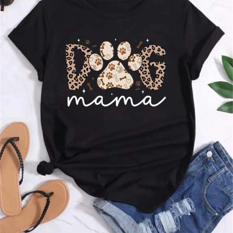 Трендовые женские футболки с принтом «Trend Dog Mama», модные футболки с мультяшным графическим принтом, одежда, женская футболка, короткий рукав, повседневные футболки