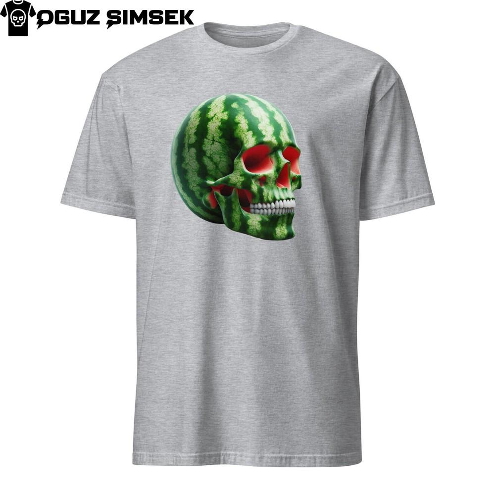 Unique Short-Sleeve Unisex T-Shirt: Watermelonfruit Human Skull Design