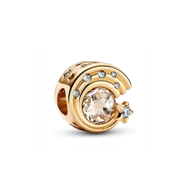 S925 серебро, блестящая золотая серия, Корона, милая свинья, бусины в виде дерева жизни, подходят для оригинального браслета, женские украшения «сделай сам»