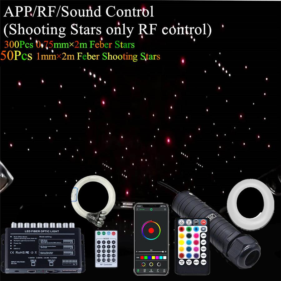 6 Вт RGBW Мерцающий Bluetooth APP RF Управление Звуком Оптоволоконный Звездный Потолок Метеор Комплект