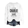 Women's Fashion Round Neck Pullover Top Long Sleeve Tee Printed Sweatshirt