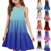 Детское летнее повседневное модное платье без рукавов с круглым вырезом
