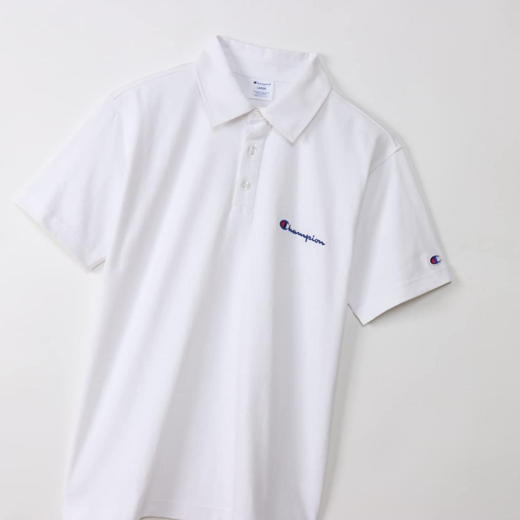 Champion Script Logo Embroidered Basic Polo Short Script Logo Embroidered Polo Shirt M Shirt, Sleeve, 100% Cotton, C3-X361Z, Men's, White,