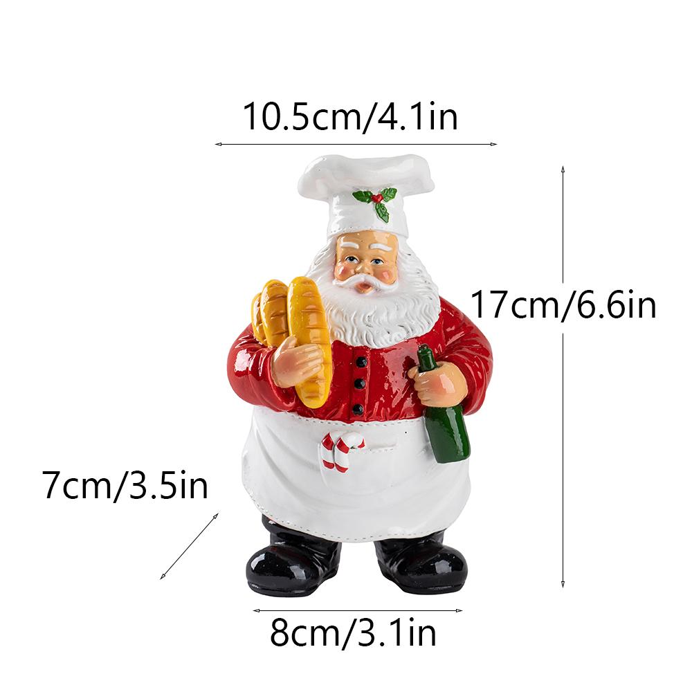 Santa Chef Statue Christmas Kitchen Ornament Resin Sculpture for Holiday Decor Funny Xmas Gift Festive Home Tabletop Decoration