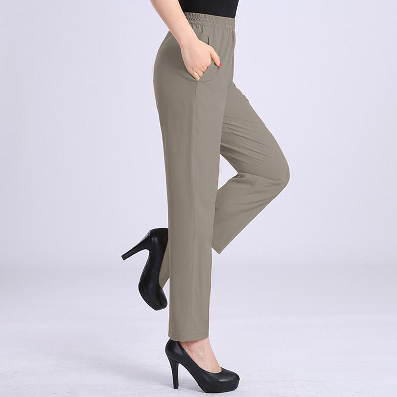 Женские брюки, повседневные брюки, летние тонкие и свободные женские девятые брюки из искусственного шелка