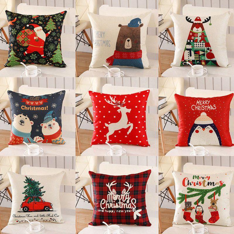 Luxurious Christmas Pillow Case Glitter Cotton Linen Sofa Throw Cushion Cover For Cozy Living