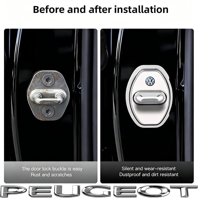 4Pcs Silicone Car Door Lock Cover Shock Absorber Accessories For VW GTI Polo Golf Passat Tiguan Arteon Touareg CC Taigo Hub Cap