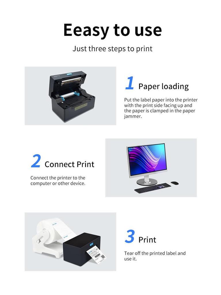 HZ-9220 High-Speed Thermal Label Printer with USB, Bluetooth & WiFi for Barcode and Shipping Labels