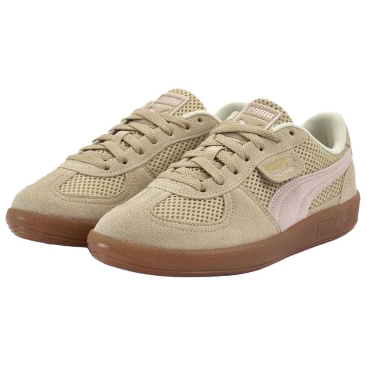 Puma Palermo CN Mesh Comfortable Soft Thin Sole Durable Low Top Skate Shoes Women Sneaker Light-Brown 403954-02