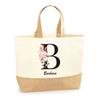Tote bag / sac en jute - PLANETEE - Barbara Lettre Fleur - Multicolore - Jute naturel - Fabriqué en France