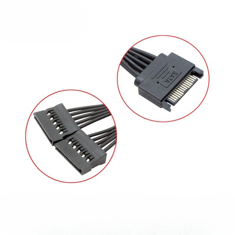 Кабель-разветвитель питания SATA для SSD HDD, кабель питания жесткого диска, SATA 15-контактный штекер на 2 гнезда, Y-образный удлинитель питания