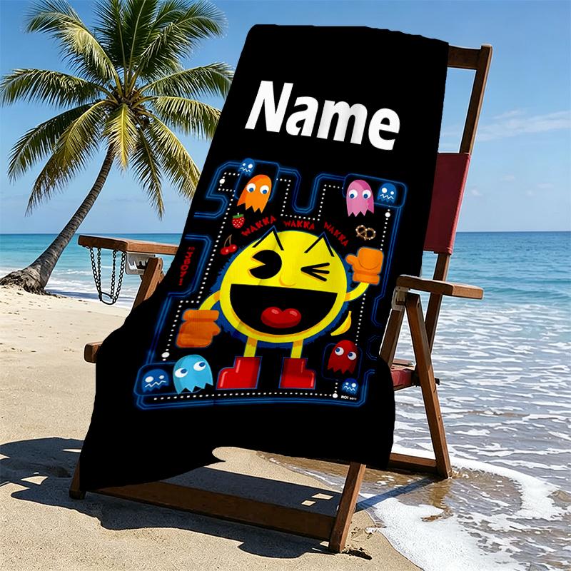Custom Name Personalized PAC Print Beach Towel, for Trip Camping Beach Party Home Decor, Birthday Gift for Family & Friends