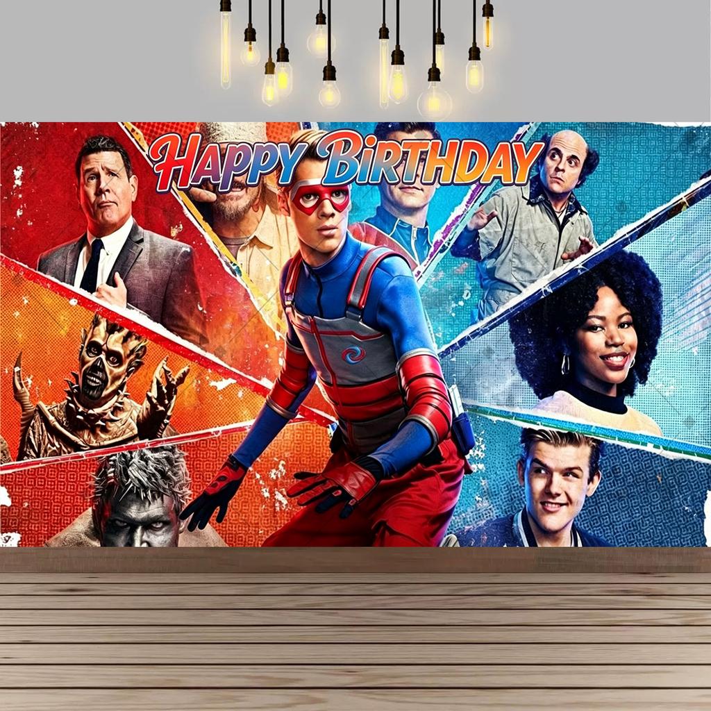 Superhero HenryDangers Birthday Party Background Kids Photography Banner Boys Birthday Party Decoration, Photo Booth Props145