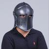 Black Barbuta Helmet  18g Steel Medieval Knight Armor, LARP Cosplay Reenactment Visor Helmet