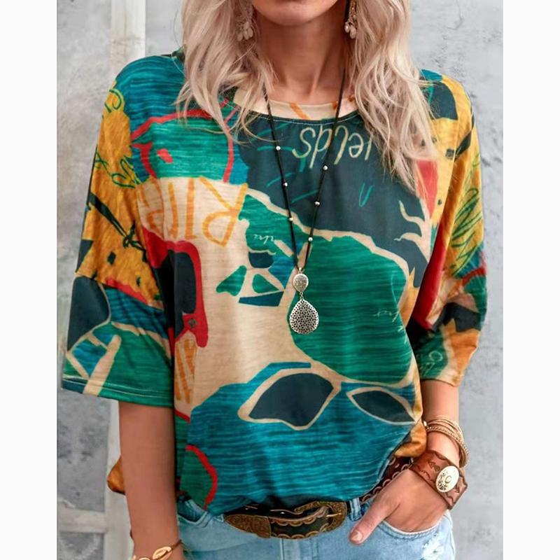 Новая летняя винтажная полосатая повседневная футболка с коротким рукавом, женские топы, модная элегантная футболка больших размеров, женская футболка с круглым вырезом, простая офисная футболка 24526