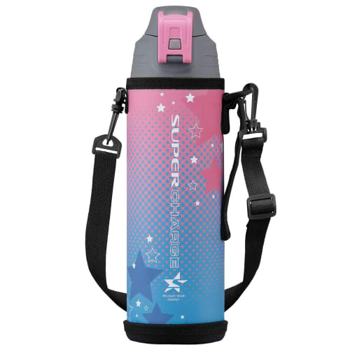Iris Ohyama Vacuum Insulated Direct Drinking Bottle, 1L, Keeps Drink Cold for 6 Hours, Portable with Pouch, Perfect for Kids, DBR-1000, Pink (Pink x L