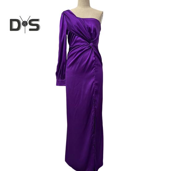 Женское вечернее платье на одно плечо без рукавов с разрезом по низу, однотонное, с заниженной талией, плиссированное, однотонное, с открытыми плечами, коктейльное, вечернее, макси-платье, бальное платье