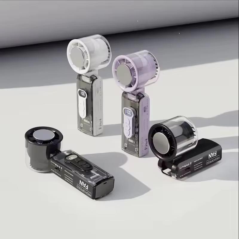 Высокоскоростной складной холодильный вентилятор, Мини-портативный USB-вентилятор с цифровым дисплеем, Ручной вентилятор с высокой мощностью воздушного потока